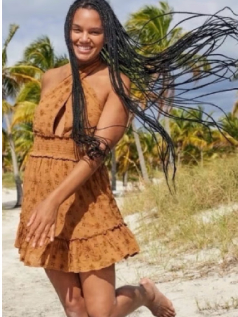 Aerie Happy Everywhere Eyelet Halter Dress